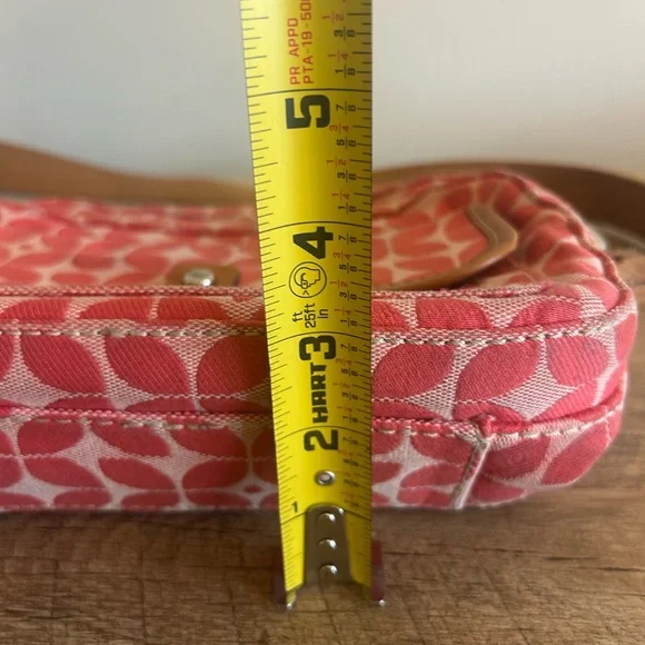 Fossil Signature Canvas Crossbody‎ Coral Bag Boho Classic Geometric Leather Trim - Picture 12 of 16